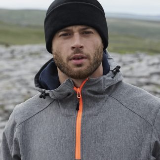 Recycled fleece cuffed beanie in Black - North Print Workwear