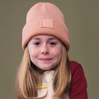 Kids deep cuffed tonal patch beanie in Black - North Print Workwear