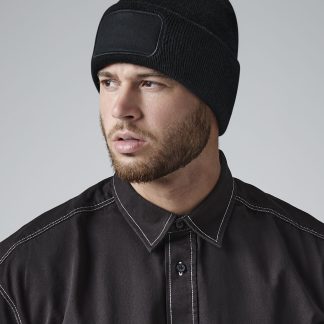 Recycled original patch beanie in Black - North Print Workwear