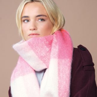 Fluffy check scarf in Brown Check - North Print Workwear