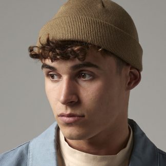 Recycled mini fisherman beanie in Biscuit - North Print Workwear