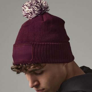 Snowstar® patch beanie in Black/Graphite Grey - North Print Workwear