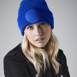 Circular patch beanie in Black - North Print Workwear