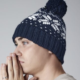 Fair Isle snowstar® beanie in Black/White - North Print Workwear