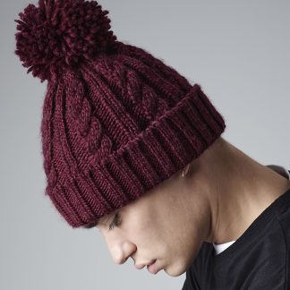 Cable knit melange beanie in Black - North Print Workwear