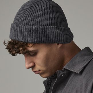Organic cotton waffle beanie in Black - North Print Workwear