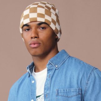 Checkerboard beanie in Biscuit/Almond - North Print Workwear