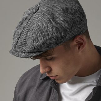 Heritage baker boy cap in Charcoal Herringbone - North Print Workwear