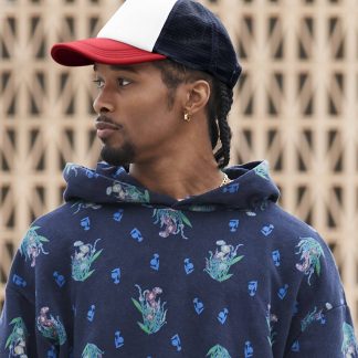 Retro 5-panel trucker in Black/Dark Olive - North Print Workwear