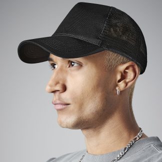 Microknit snapback trucker in Black - North Print Workwear