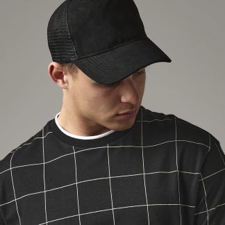 Suede snapback trucker in Black - North Print Workwear