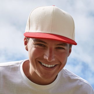 Contrast flat peak 6-panel cap in Natural/Black - North Print Workwear