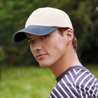 Contrast peak low-profile vintage cap in Natural/Vintage Black - North Print Workwear