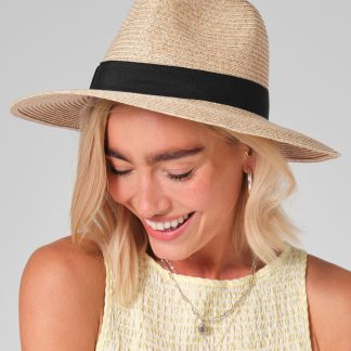 Straw fedora in Natural/Black - North Print Workwear