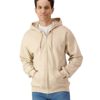 Softstyle™ midweight fleece adult full-zip hooded sweatshirt in Black - North Print Workwear