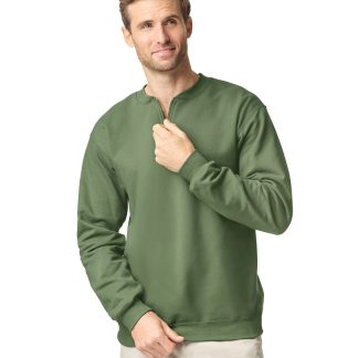 Softstyle™ midweight adult fleece 1/4-zip sweatshirt in Black - North Print Workwear