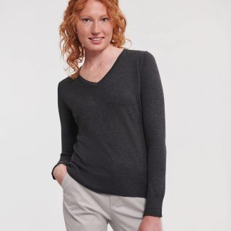 Women's v-neck knitted sweater in Black - North Print Workwear
