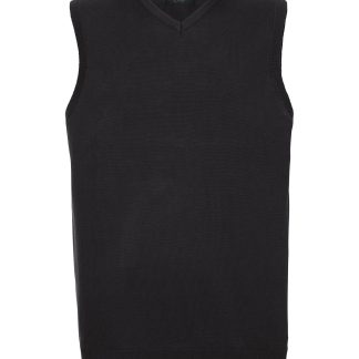 V-neck sleeveless knitted sweater in Black - North Print Workwear