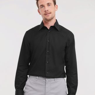 Long sleeve easycare tailored Oxford shirt in Black - North Print Workwear