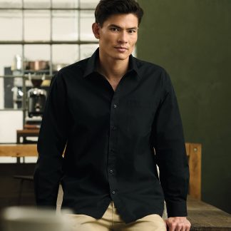 Long sleeve polycotton easycare poplin shirt in Black - North Print Workwear