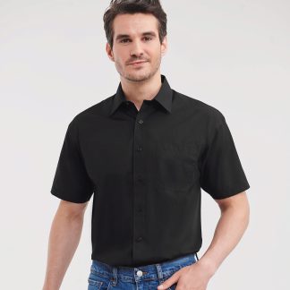 Short sleeve polycotton easycare poplin shirt in Black - North Print Workwear