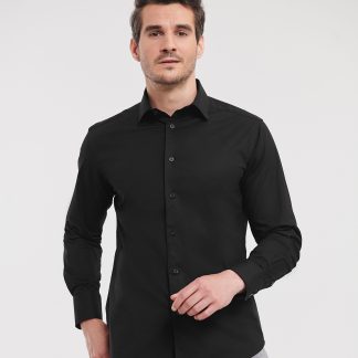 Long sleeve easycare fitted shirt in Black - North Print Workwear