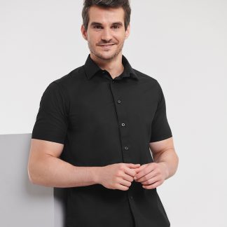 Short sleeve easycare fitted shirt in Black - North Print Workwear