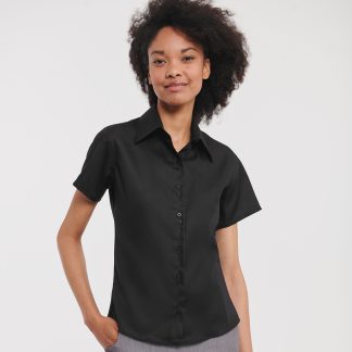 Women's short sleeve ultimate non-iron shirt in Black - North Print Workwear