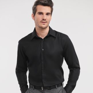 Long sleeve tailored ultimate non-iron shirt in Black - North Print Workwear