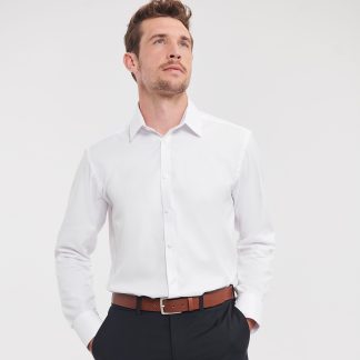 Long sleeve herringbone shirt in Light Blue - North Print Workwear