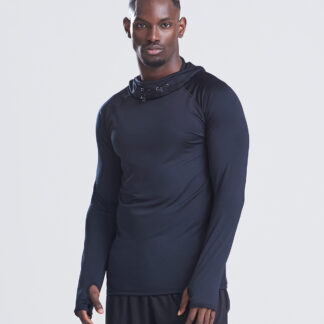 Cool cowl neck top in Black Slate Melange - North Print Workwear