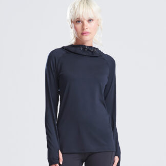Women's cool cowl neck top in Black Slate Melange - North Print Workwear