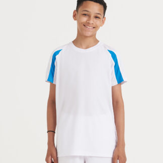 Kids contrast cool T in Arctic White/Fire Red - North Print Workwear
