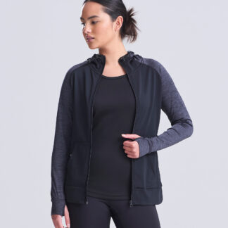 Women's cool contrast zoodie in Black/Black Slate Melange - North Print Workwear