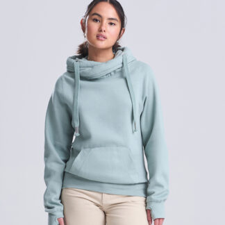 Cross neck hoodie in Baby Pink - North Print Workwear