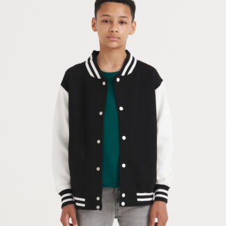 Kids varsity jacket in Burgundy/Heather Grey - North Print Workwear