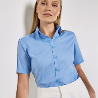 Business blouse short-sleeved (tailored fit) in Black* - North Print Workwear