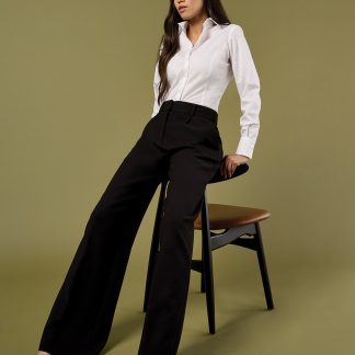 Business blouse long-sleeved (tailored fit) in Black* - North Print Workwear