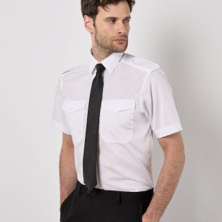 Pilot shirt short-sleeved (tailored fit) in White - North Print Workwear