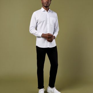 Poplin shirt long-sleeved (tailored fit) in Black* - North Print Workwear