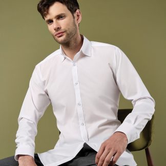 Business shirt long-sleeved (slim fit) in White - North Print Workwear