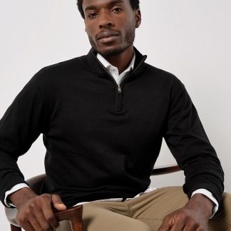 Regular fit Arundel 1/4-zip sweater in Black - North Print Workwear