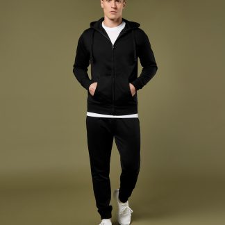 Klassic hooded zipped jacket Superwash® 60° long sleeve (regular fit) in Black - North Print Workwear