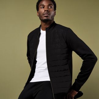 Regular fit quilted full-zip sweatshirt in Black - North Print Workwear