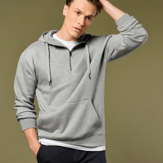 Regular fit 1/4 zip hoodie in Black - North Print Workwear
