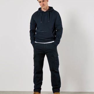 Regular fit piqué hoodie with zipped pocket in Black - North Print Workwear