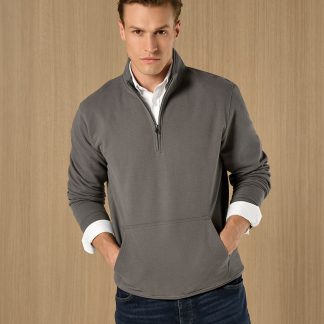Regular fit 1/4-zip piqué sweatshirt in Black - North Print Workwear