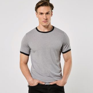 Fashion fit ringer tee in Black/White - North Print Workwear