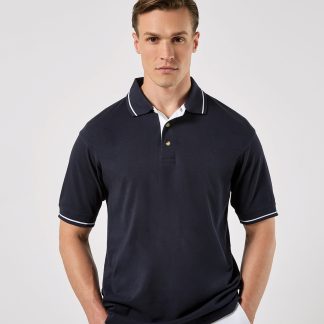 St Mellion polo (classic fit) in Black/Bright Red - North Print Workwear