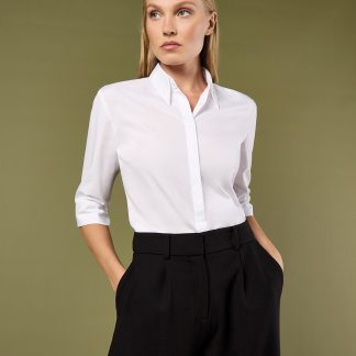 Contiental ¾ sleeve blouse womens in Black - North Print Workwear